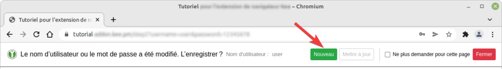 Ajouter nouvel identifiant depuis Google Chrome ou Chromium