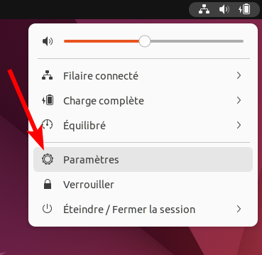 Accès paramètres Ubuntu 22.04
