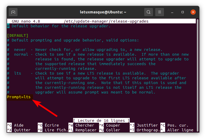 fichier release-upgrades dans Ubuntu - lts