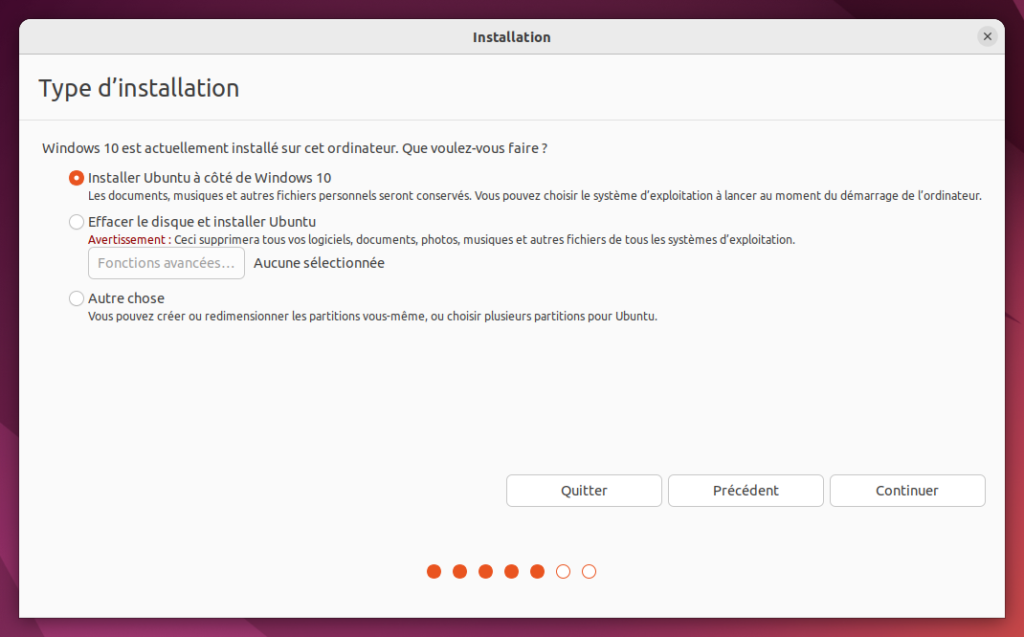 Installer Ubuntu 22.04 LTS - Type installation sur un disque avec déjà un OS