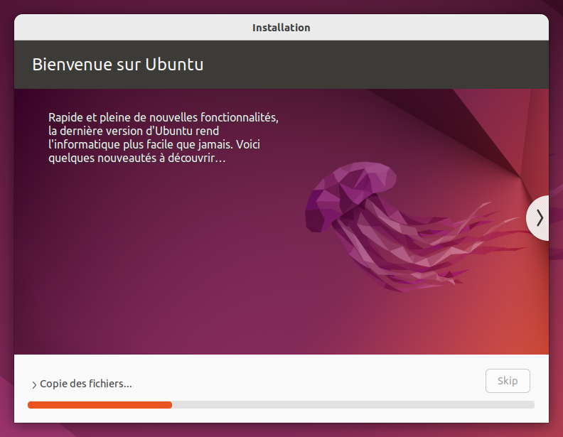 Installer Ubuntu 22.04 LTS - copie des fichiers