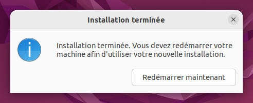 Installer Ubuntu 22.04 LTS - Redémarrage de fin