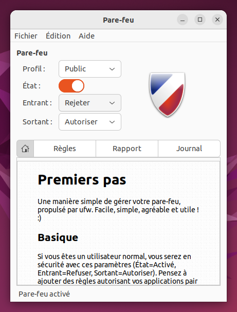 Pare-feu Ubuntu - profil public