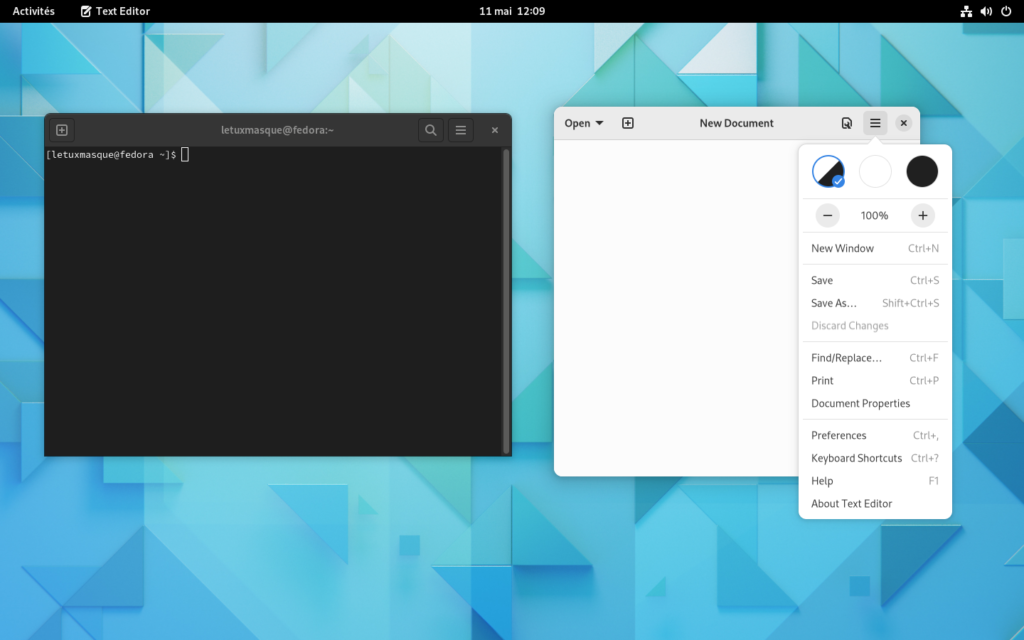 Console et éditeur de texte dans Fedora Linux 36