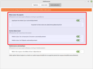 Préférences mise à jour automatisation