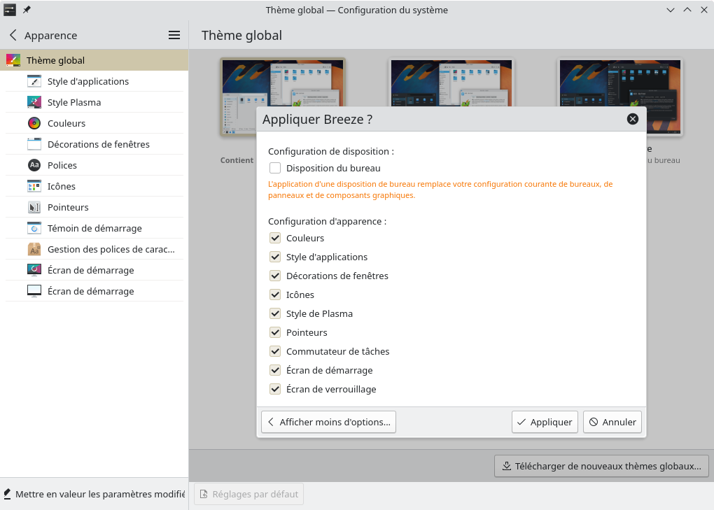 KDE plasma 5.25 - changement de thème