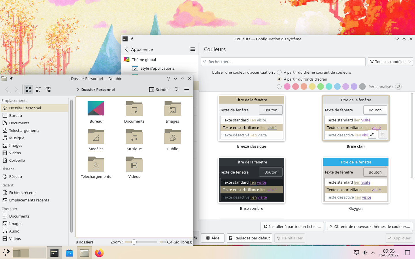 KDE plasma 5.25 - couleur à partir fond ecran. Exemple 1