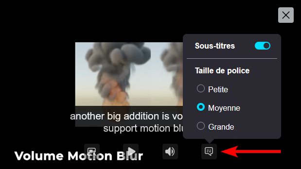 Firefox 103 - ajustement taille police sous-titre en mode PiP