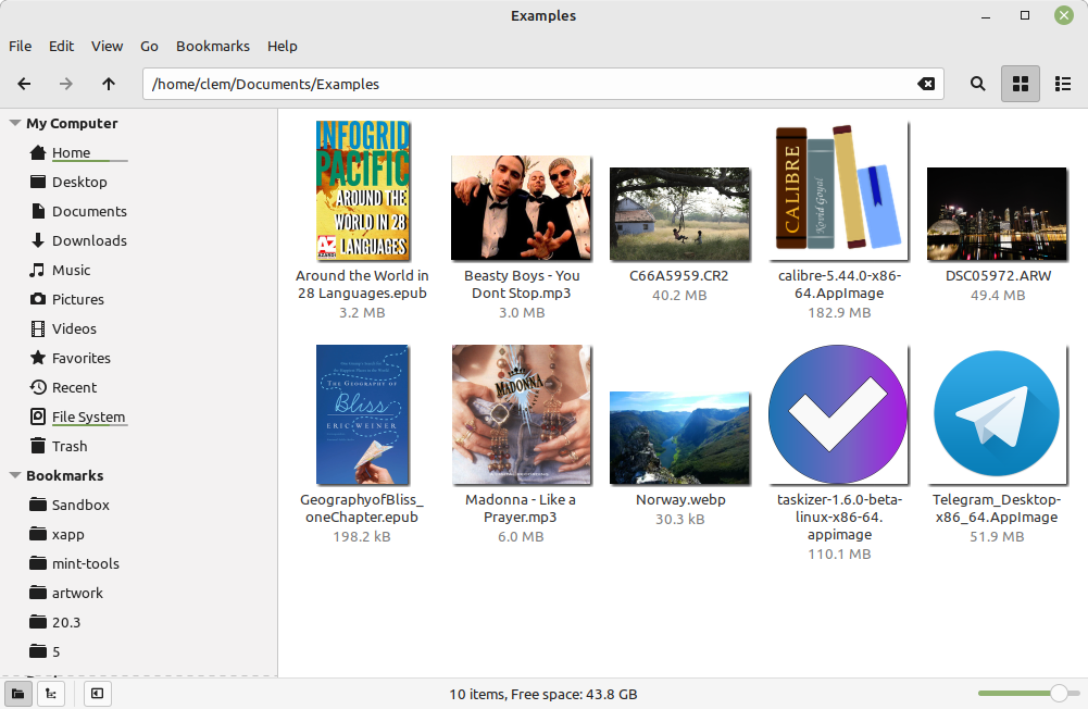 Linux Mint 21 - thumbnails