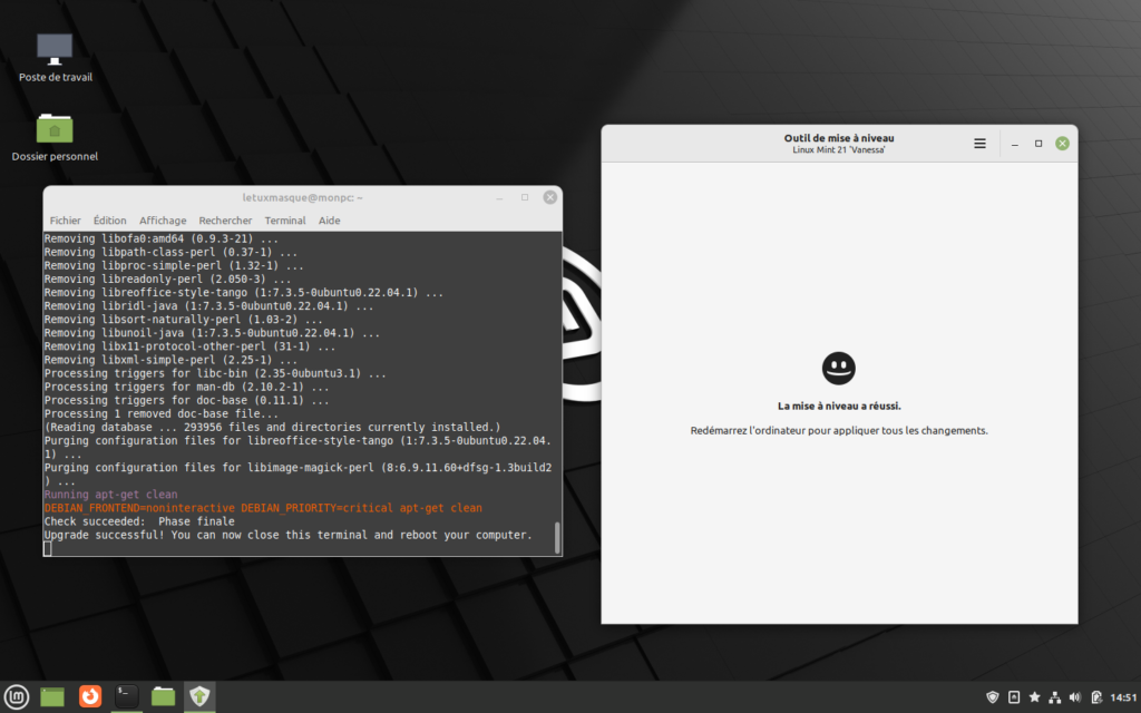 Fin mise à niveau vers Linux Mint 21