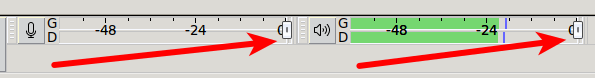 Audacity 3.2 - fusion des curseurs fader et vu-mètre