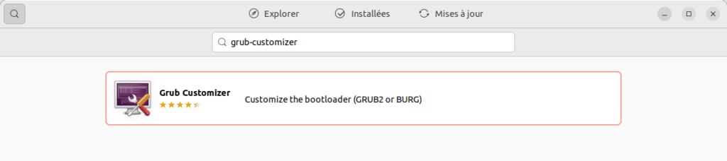 Grub-Customizer dans Ubuntu software