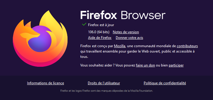 À propos Firefox 106