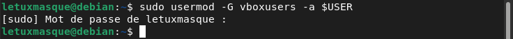 Debian - ajout utilisateur au groupe vboxusers
