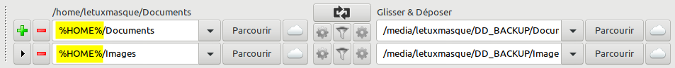 Chemin avec variables sous Linux