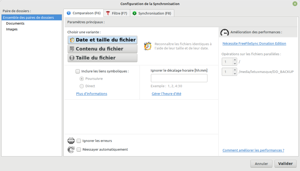 FreeFileSync - Comparaison