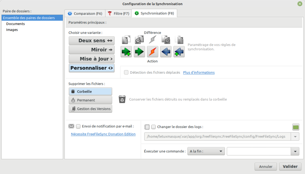 FreeFileSync - Sync personnalisée