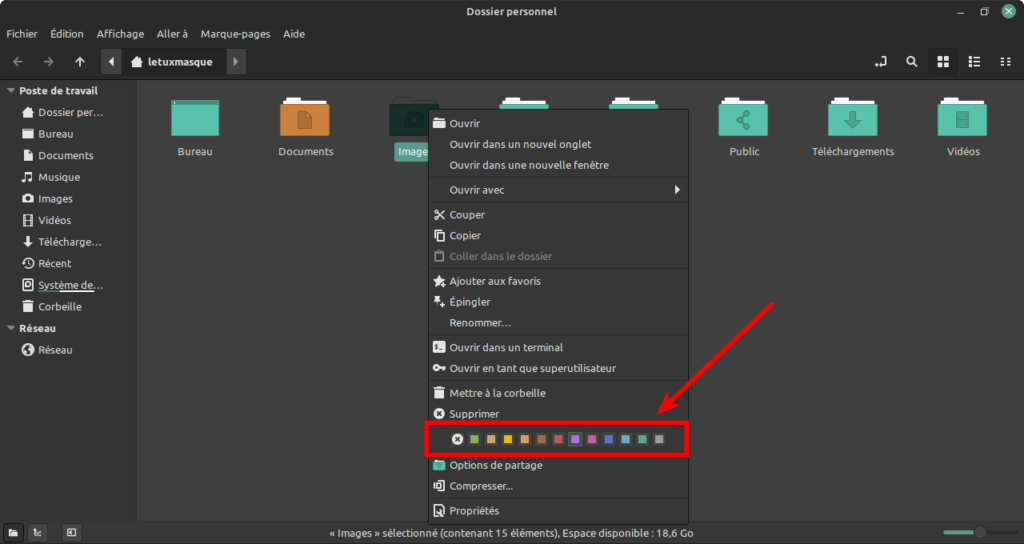 Changer couleur dossier dans Nemo