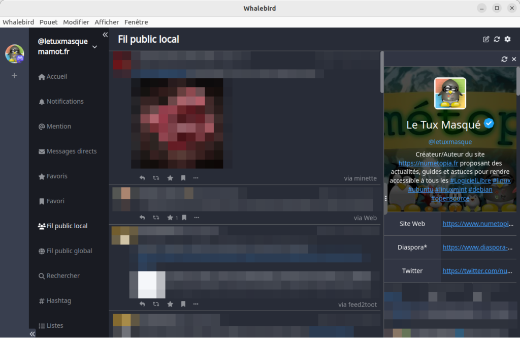 Client Mastodon sous Linux - WhaleBird