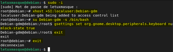 Debian 11 - activer le pavé numérique au démarrage avec GDM
