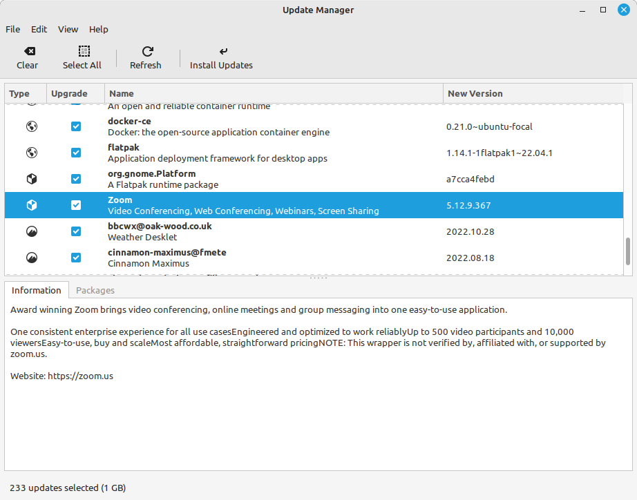 Flatpak dans le gestionnaire de paquet de Linux Mint 21.1