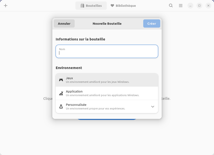 Bottles pour exécuter application windows sur linux