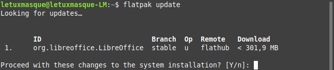 flatpak update libreoffice