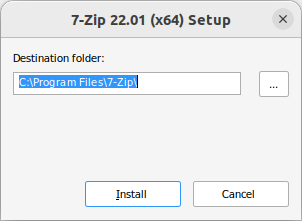 installation de 7-zip application Windows sur Linux