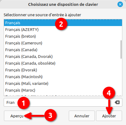 Linux Mint Cinnamon - ajouter une disposition de clavier
