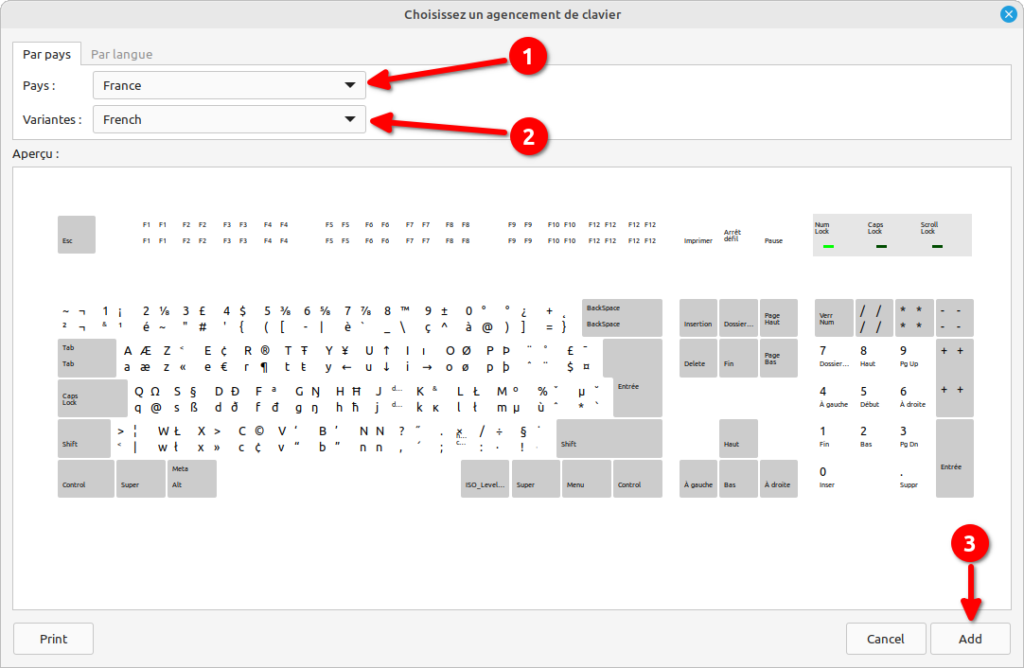 Linux Mint MATE - ajouter une disposition de clavier