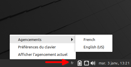 Linux Mint MATE - applet clavier