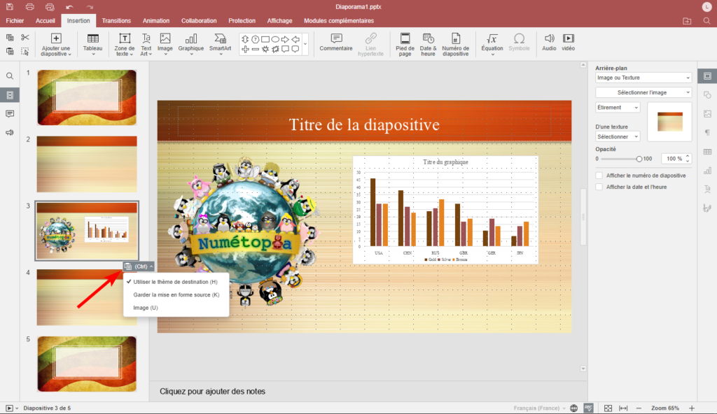 OnlyOffice 7.3 - collage spécial dans présentation