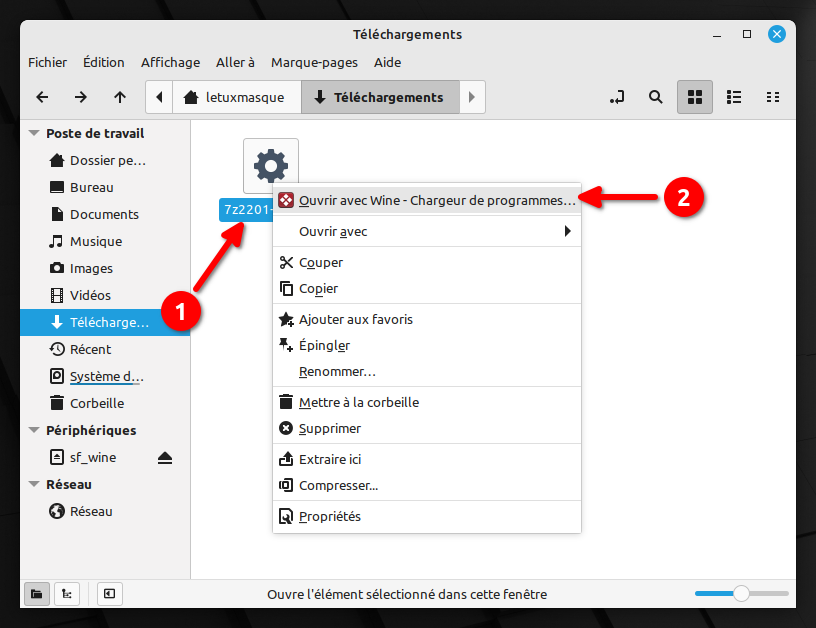 Ouvrir une application avec wine sur Linux Mint