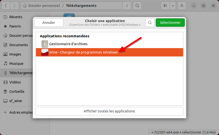 Ouvrir une application avec wine sur Ubuntu 2