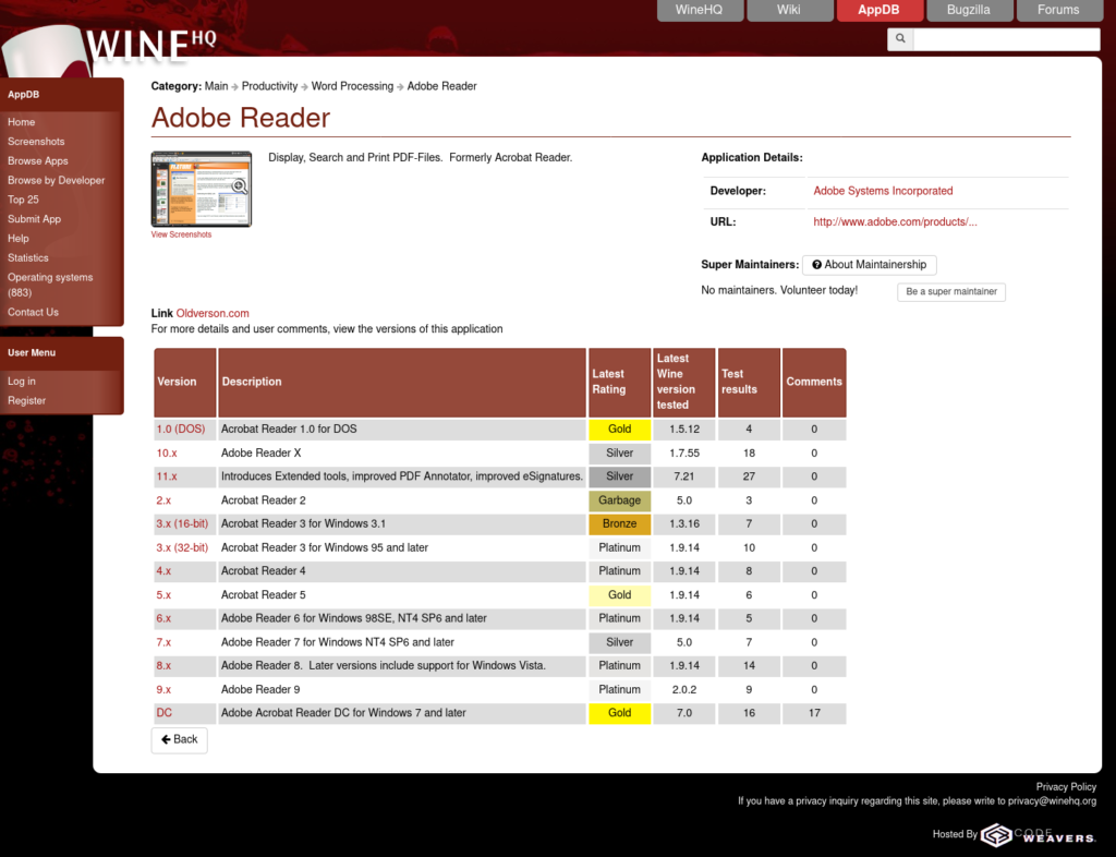 winehq - appdb - adobe reader 1