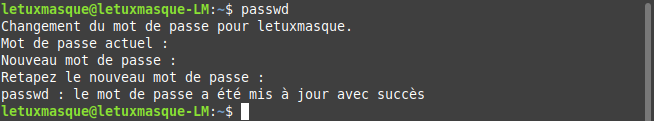 Changer son mot de passe en ligne de commande dans un terminal sous Linux