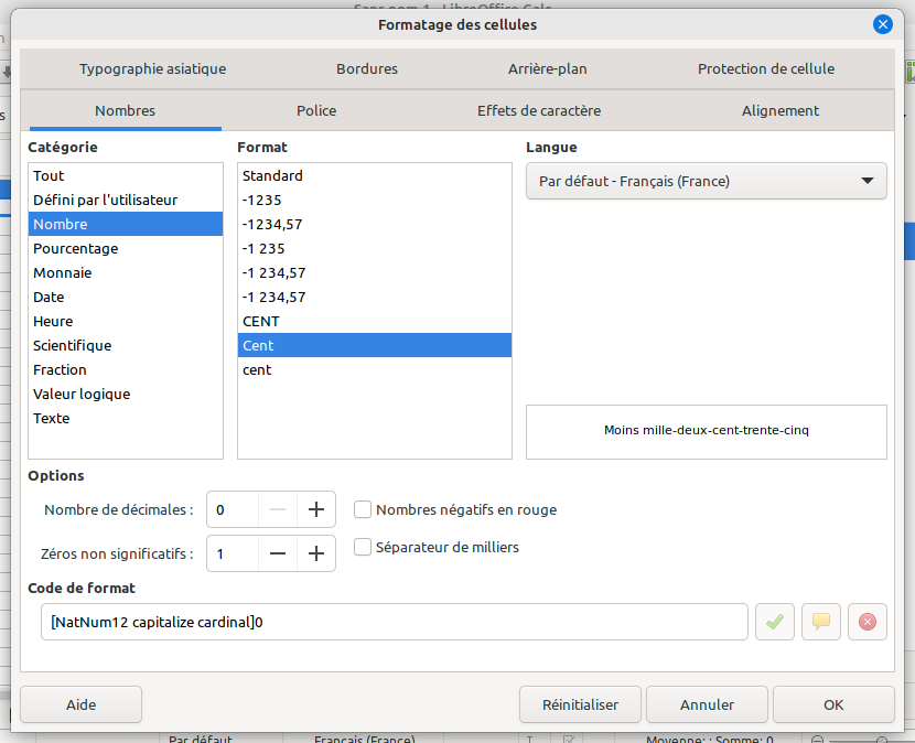 LibreOffice 7.5 - format épelé pour la monnaie