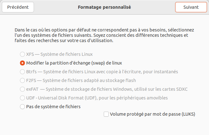 gnome-disks formatage autre