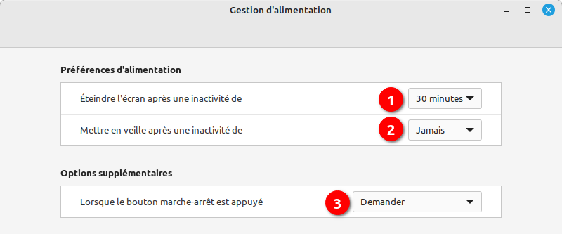 Linux Mint Cinnamon - Gestion mise en veille avec PC de bureau