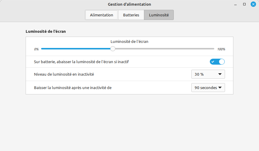 Linux Mint Cinnamon - Gestion luminosité avec PC portable