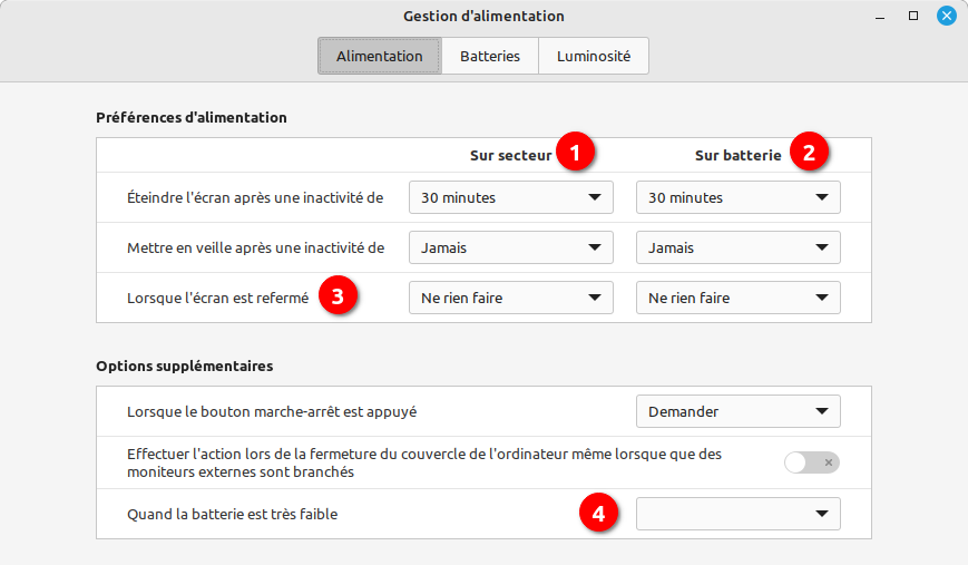Linux Mint Cinnamon - Gestion mise en veille avec PC portable
