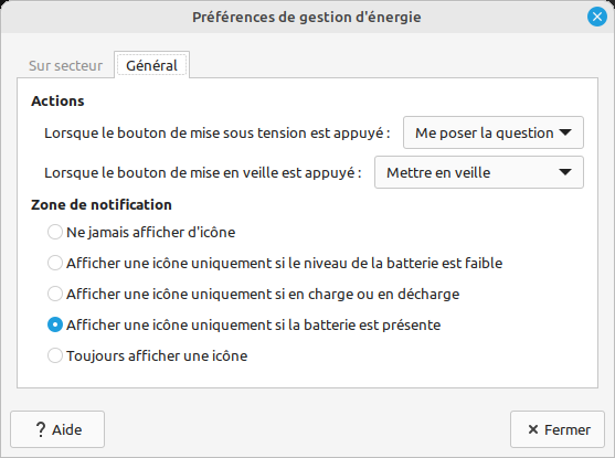 Linux Mint Mate - gestion comportement sur appui boutons