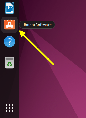 Lanceur Ubuntu software dans le dock