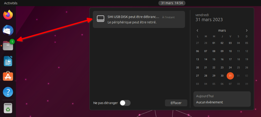 Compteur de notification pour une application dans le dock