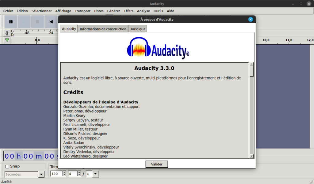 À propos Audacity 3.3