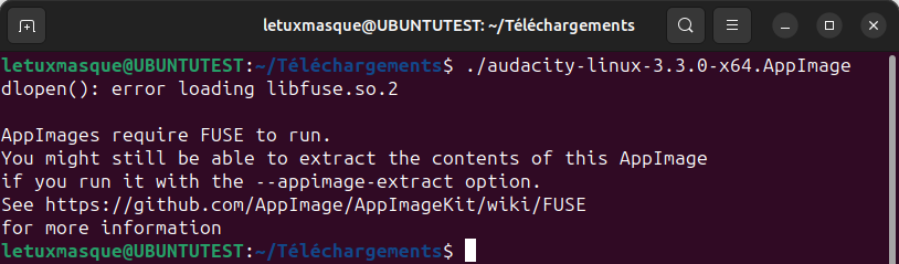 Erreur appimage dans Ubuntu 23.04