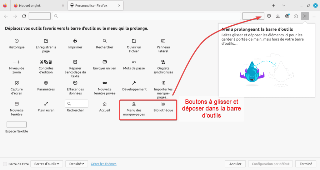 Personnaliser la barre outils