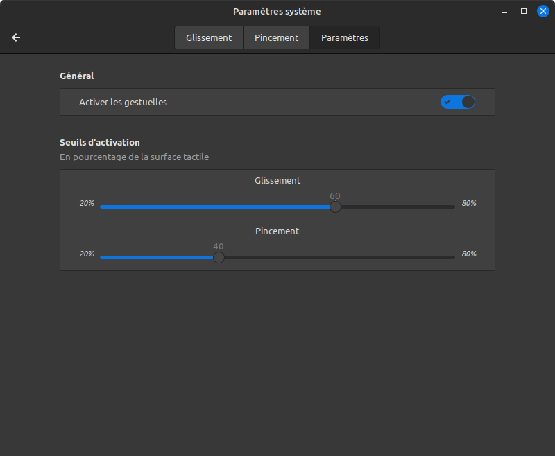 Cinnamon 5.8 Paramètres des interfaces gestuelles 3
