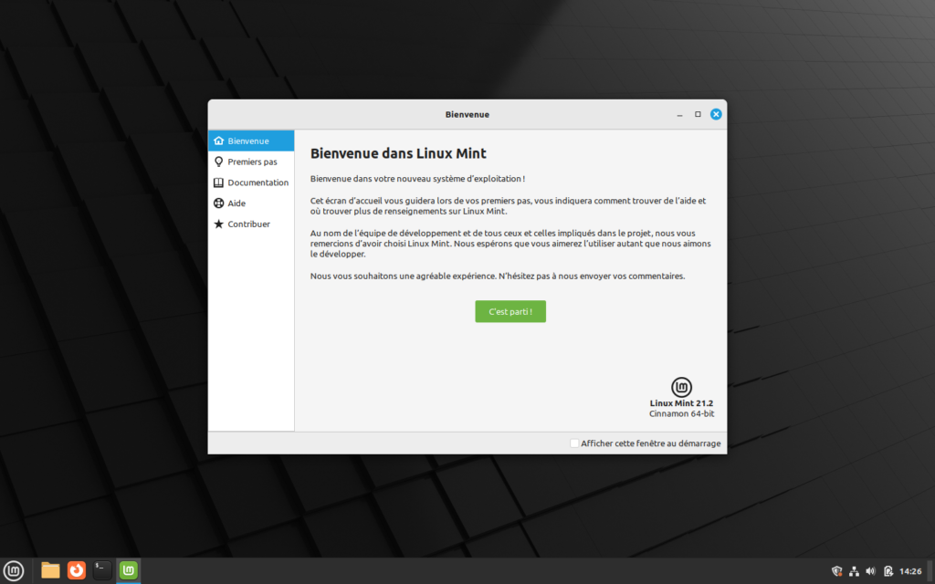 Linux Mint 21.2 après mise à niveau
