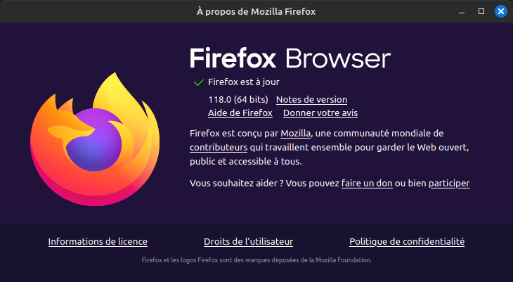 À propos Firefox 118